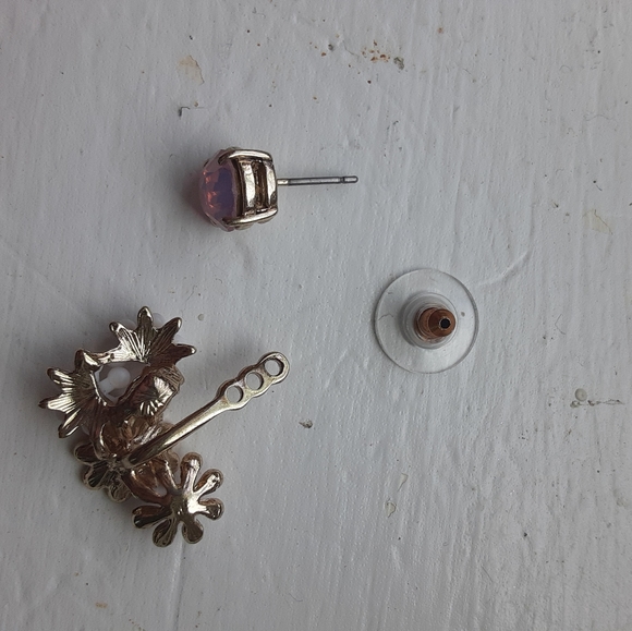 Adjustable Front & Back Rhinestone Flower Earrings - Picture 6 of 6